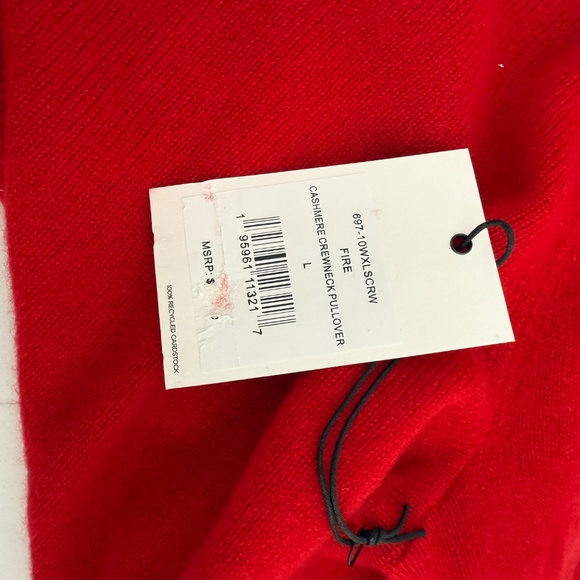 Re/Done Red Cashmere Crewneck Long Sleeve Top In Fire Casual Workwear - Picture 9 of 10